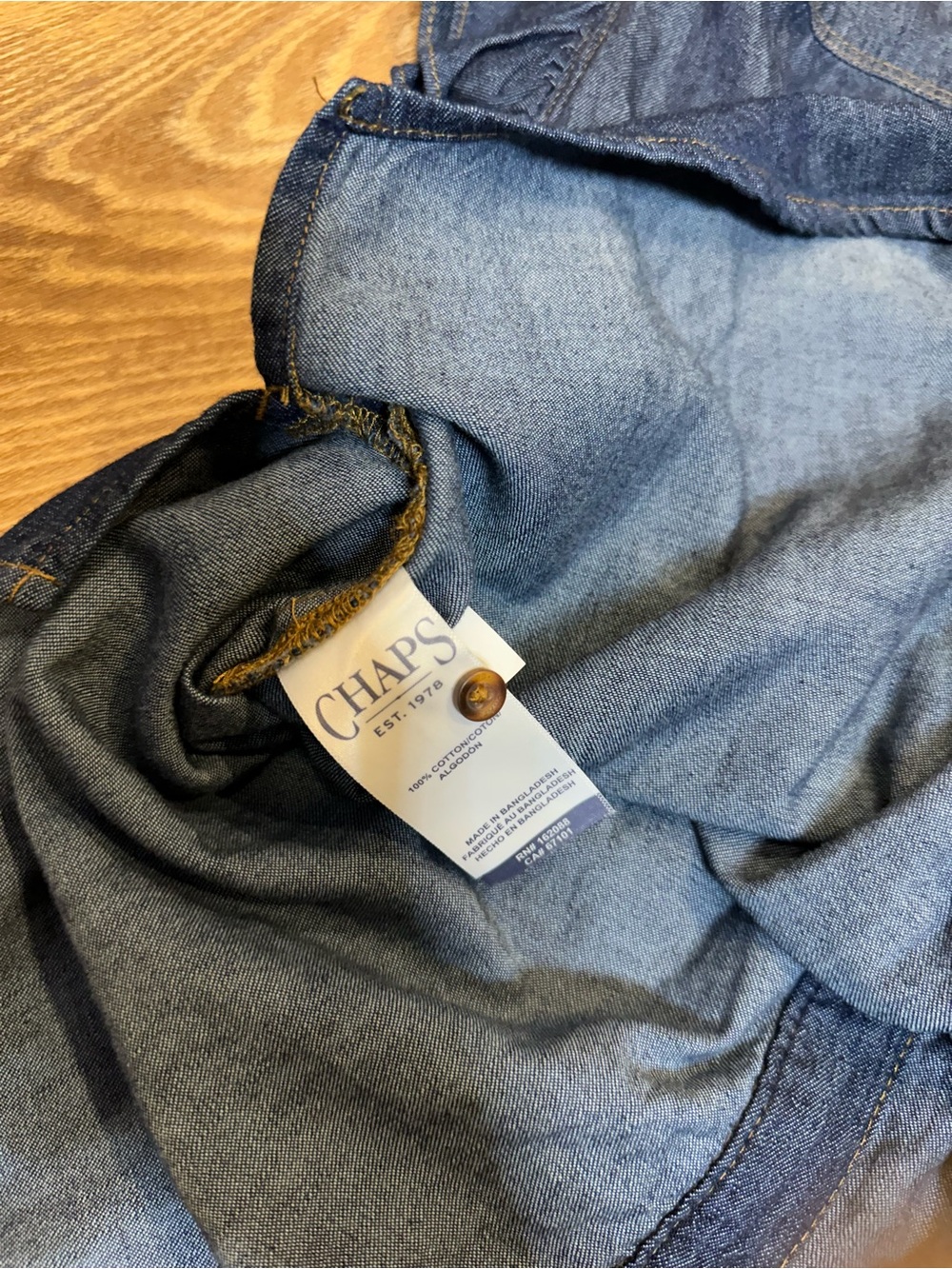 chaps sleeveless denim button down with ruffle detail M - Picture 8 of 9